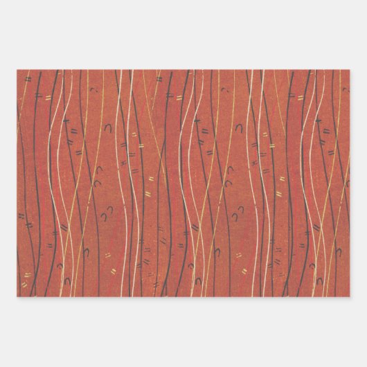 Wavy Red Strips: Moderne japanische Abstrakte Kuns Geschenkpapier Set (Vorderseite 3)