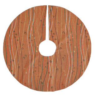 Wavy Red Strips: Moderne japanische Abstrakte Kuns Polyester Weihnachtsbaumdecke