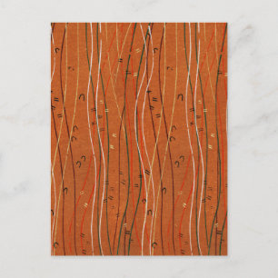 Wavy Red Strips: Moderne japanische Abstrakte Kuns Postkarte