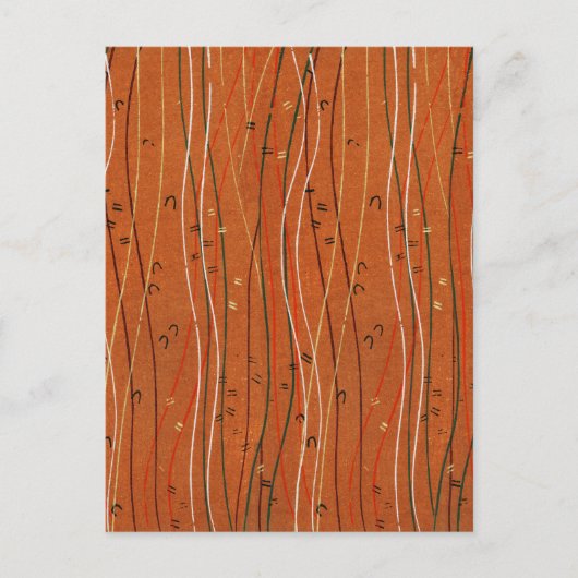 Wavy Red Strips: Moderne japanische Abstrakte Kuns Postkarte (Vorderseite)