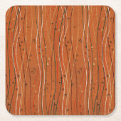 Wavy Red Strips: Moderne japanische Abstrakte Kuns Rechteckiger Pappuntersetzer (Vorderseite)