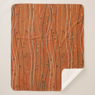 Wavy Red Strips: Moderne japanische Abstrakte Kuns Sherpadecke