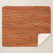 Wavy Red Strips: Moderne japanische Abstrakte Kuns Sherpadecke (Vorderseite (Horizontal))