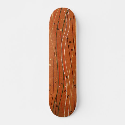 Wavy Red Strips: Moderne japanische Abstrakte Kuns Skateboard (Vorne)