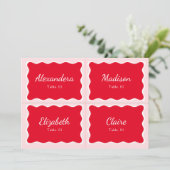 Wavy Red Valentine Wedding Place Name Card DIY Einladung (Stehend Vorderseite)