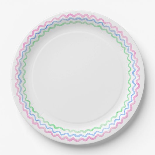 Wavy-Regenbogen-Preppy Pappteller (Vorderseite)