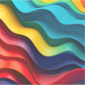 Wavy Regenbogenfarben Custom Cut Vinyl Sticker (Vorderseite)