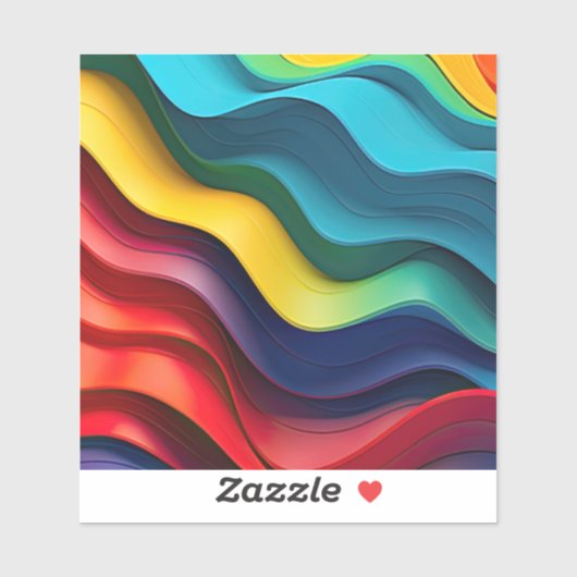 Wavy Regenbogenfarben Custom Cut Vinyl Sticker (Blatt)