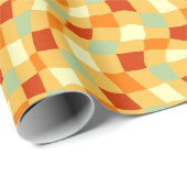 Wavy Retro 1970er Ästhetisches Schachbrett Muster Geschenkpapier (Rolleneckpunkt)