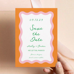 Wavy Retro farbenfrohe Wave 70er Hochzeit speicher Save The Date