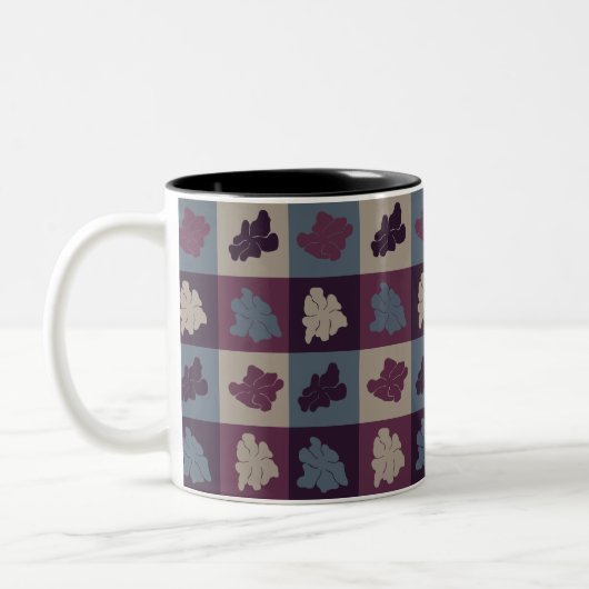 Wavy Retro Flowers - Chill Tones Zweifarbige Tasse (Links)