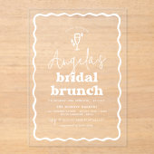 Wavy Retro Groovy Modern Bruch Brautparty Acryleinladungen (Vorderseite)