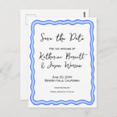Wavy Retro Groovy Save the Date Wasserfarbe Postkarte (Vorne/Hinten)