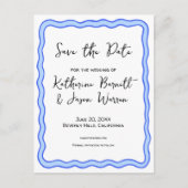 Wavy Retro Groovy Save the Date Wasserfarbe Postkarte (Vorderseite)