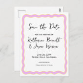 Wavy Retro Groovy Save the Date Wasserfarbe Postkarte (Vorne/Hinten)