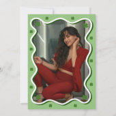 Wavy Retro Kleeblatt Green Brautparty Einladung (Rückseite)