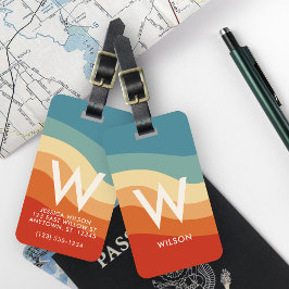 Wavy Retro Strip Monogram Personal Gepäckanhänger