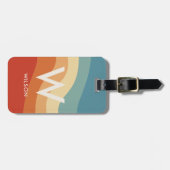 Wavy Retro Strip Monogram Personal Gepäckanhänger (Vorderseite horizontal)
