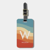 Wavy Retro Strip Monogram Personal Gepäckanhänger (Vorderseite vertikal)