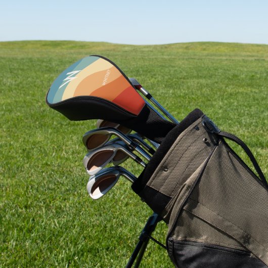 Wavy Retro Strip Monogram Personal Golf Headcover (In SItu)