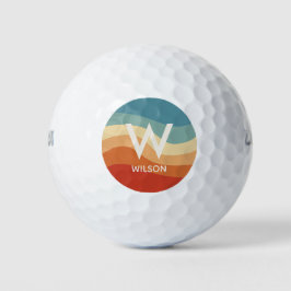Wavy Retro Strip Monogram Personal Golfball
