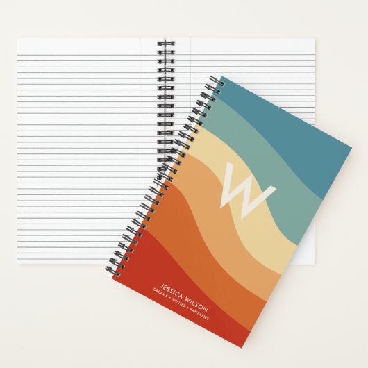 Wavy Retro Strip Monogram Personal Notizblock (Innen)