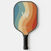 Wavy Retro Strip Monogram Personal Pickleball Schläger (Vorderseite)