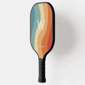 Wavy Retro Strip Monogram Personal Pickleball Schläger (Links)