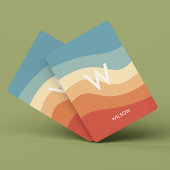 Wavy Retro Strip Monogram Personal Spielkarten