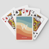 Wavy Retro Strip Monogram Personal Spielkarten (Rückseite)