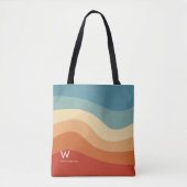 Wavy Retro Strip Monogram Personal Tasche (Vorderseite)