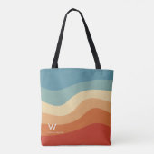 Wavy Retro Strip Monogram Personal Tasche (Rückseite)