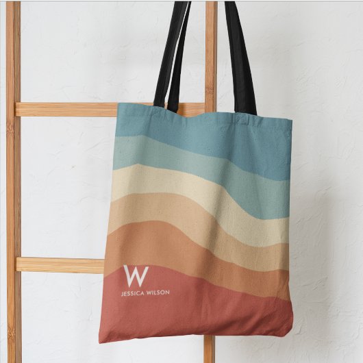 Wavy Retro Strip Monogram Personal Tasche