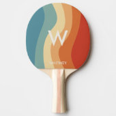 Wavy Retro Strip Monogram Personal Tischtennis Schläger (Vorderseite)