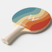 Wavy Retro Strip Monogram Personal Tischtennis Schläger (Vorderseite)