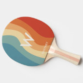 Wavy Retro Strip Monogram Personal Tischtennis Schläger (Seitenansicht)
