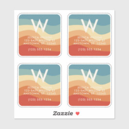 Wavy Retro Strip Monogram Persönliche Kontaktaufna Aufkleber