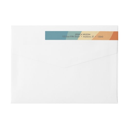 Wavy Retro Strip Monogram Rücksendeadresse (Rückseite)