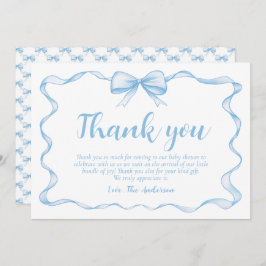 Wavy Ribbon Frame Dusty Blue Bow Baby Dusche Einladung