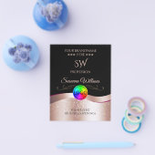 Wavy Rose Gold Decoder Schwarzes Logo und Monogram Flyer (Einzeln)