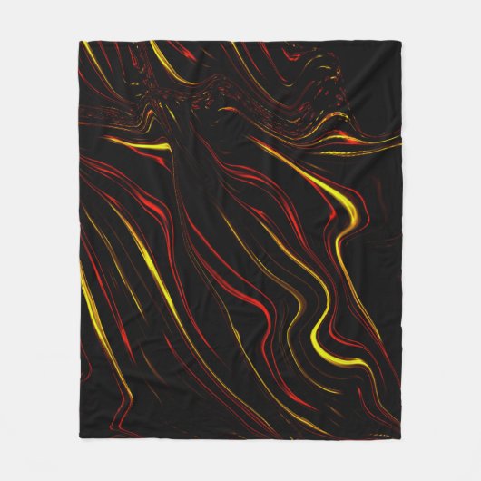 Wavy rote goldene lange Striche auf dunklem Hinter Fleecedecke (Vorderseite)