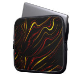 Wavy rote goldene lange Striche auf dunklem Hinter Laptopschutzhülle (Vorderseite Links)