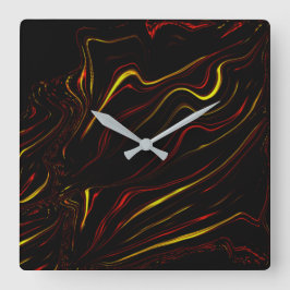 Wavy rote goldene lange Striche auf dunklem Hinter Quadratische Wanduhr