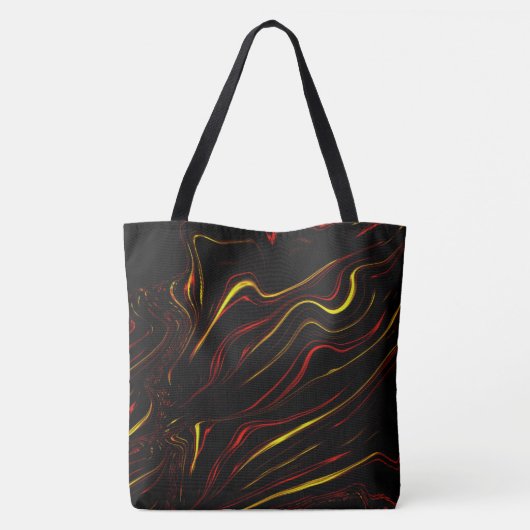 Wavy rote goldene lange Striche auf dunklem Hinter Tasche (Rückseite)