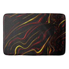 Wavy rote goldlange Spuren auf schwarzem Hintergru Badematte