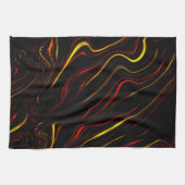 Wavy rote goldlange Spuren auf schwarzem Hintergru Geschirrtuch (Horizontal)