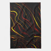 Wavy rote goldlange Spuren auf schwarzem Hintergru Geschirrtuch (Vertikal)