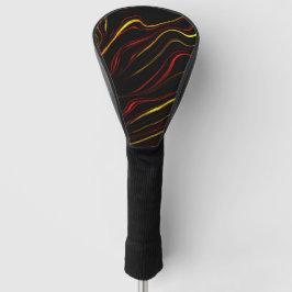 Wavy rote goldlange Spuren auf schwarzem Hintergru Golf Headcover