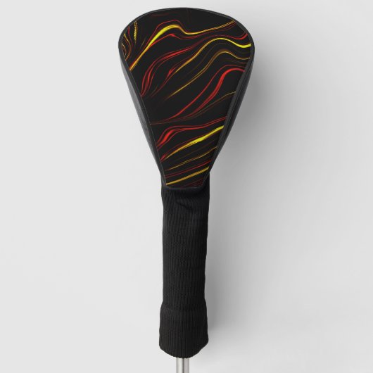 Wavy rote goldlange Spuren auf schwarzem Hintergru Golf Headcover (Vorderseite)
