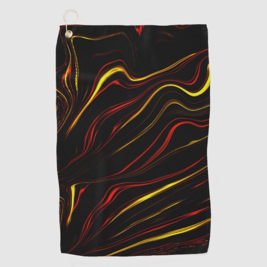 Wavy rote goldlange Spuren auf schwarzem Hintergru Golfhandtuch (Vorderseite)